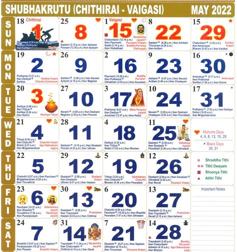 2022 Tamil Calendar